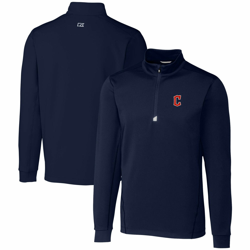 Navy Cleveland Guardians Cutter & Buck Traverse Stretch Quarter-Zip Pullover Top