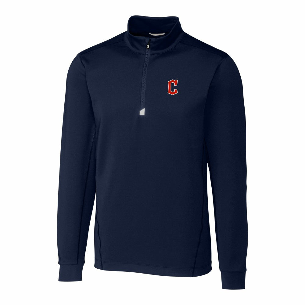 Navy Cleveland Guardians Cutter & Buck Traverse Stretch Quarter-Zip Pullover Top
