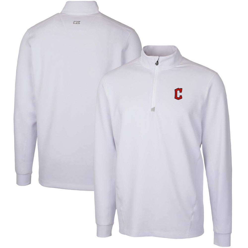 White Cleveland Guardians Cutter & Buck Traverse Stretch Quarter-Zip Pullover Top