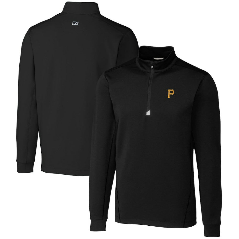 Black Pittsburgh Pirates Cutter & Buck Traverse Stretch Quarter-Zip Pullover Top