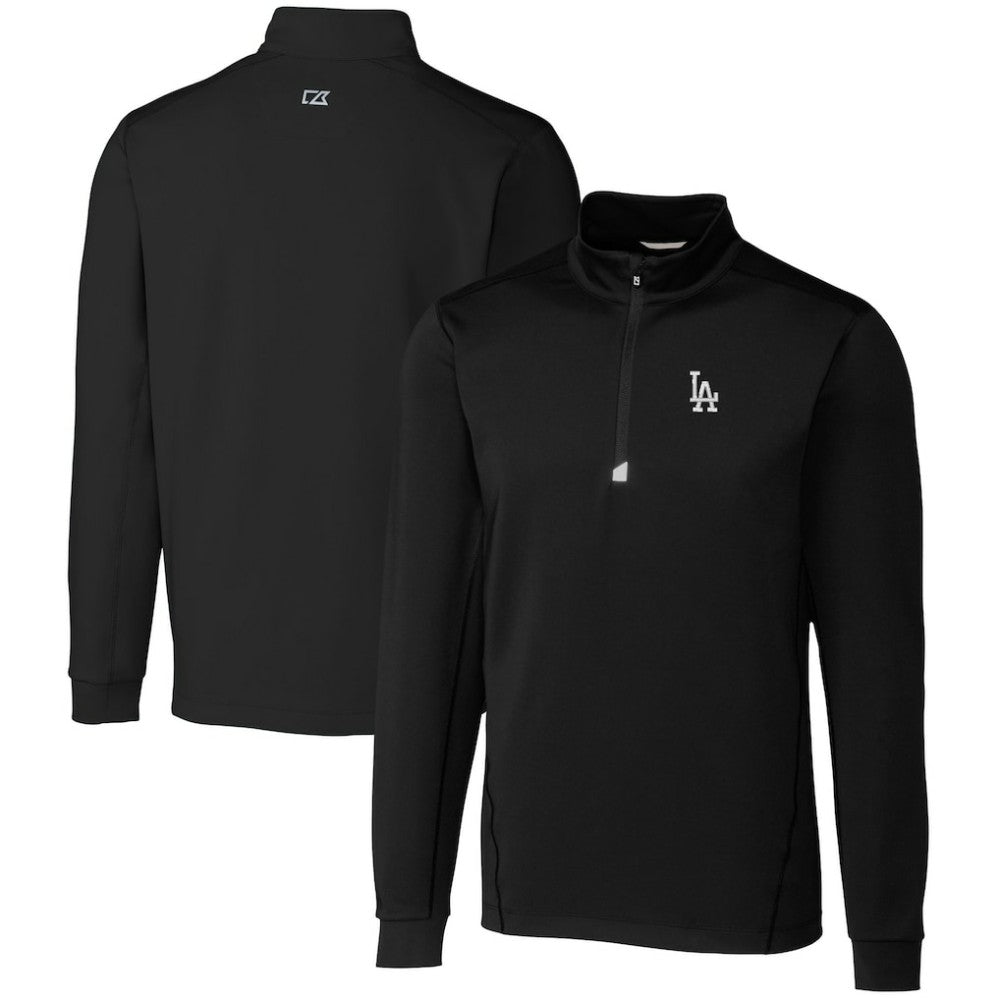 Black Los Angeles Dodgers Cutter & Buck Traverse Stretch Quarter-Zip Pullover Top