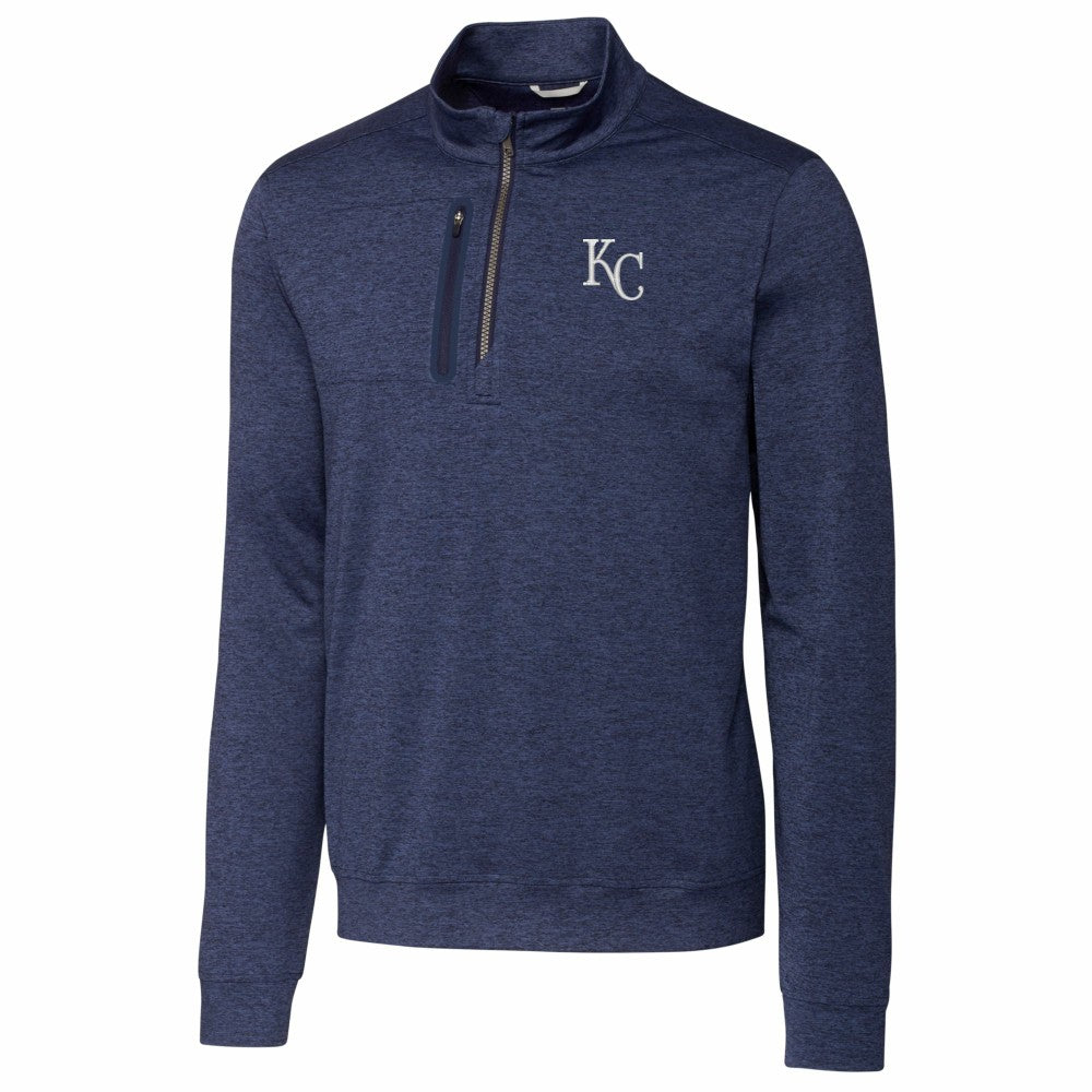 Navy Kansas City Royals Cutter & Buck Stealth Heathered Quarter-Zip Pullover Top