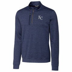 Navy Kansas City Royals Cutter & Buck Stealth Heathered Quarter-Zip Pullover Top