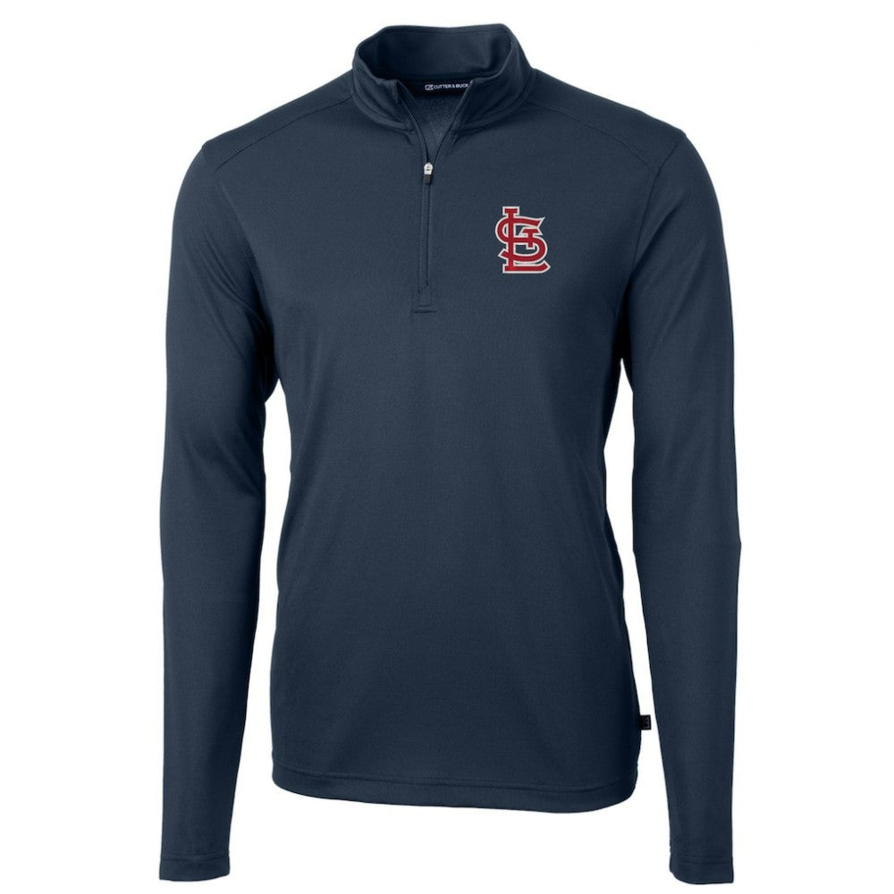 Navy St. Louis Cardinals Cutter & Buck Virtue Eco Pique Recycled Quarter-Zip Pullover Top