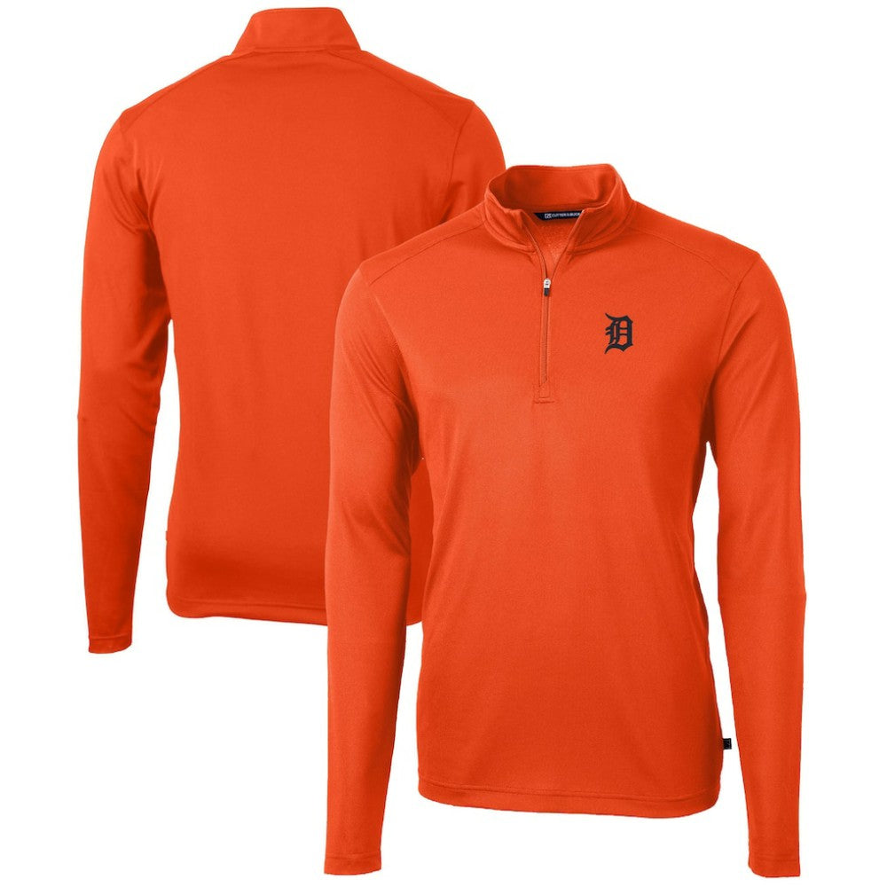 Orange Detroit Tigers Cutter & Buck Virtue Eco Pique Recycled Quarter-Zip Pullover Top