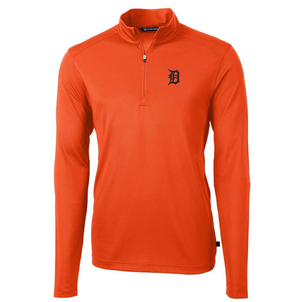 Orange Detroit Tigers Cutter & Buck Virtue Eco Pique Recycled Quarter-Zip Pullover Top