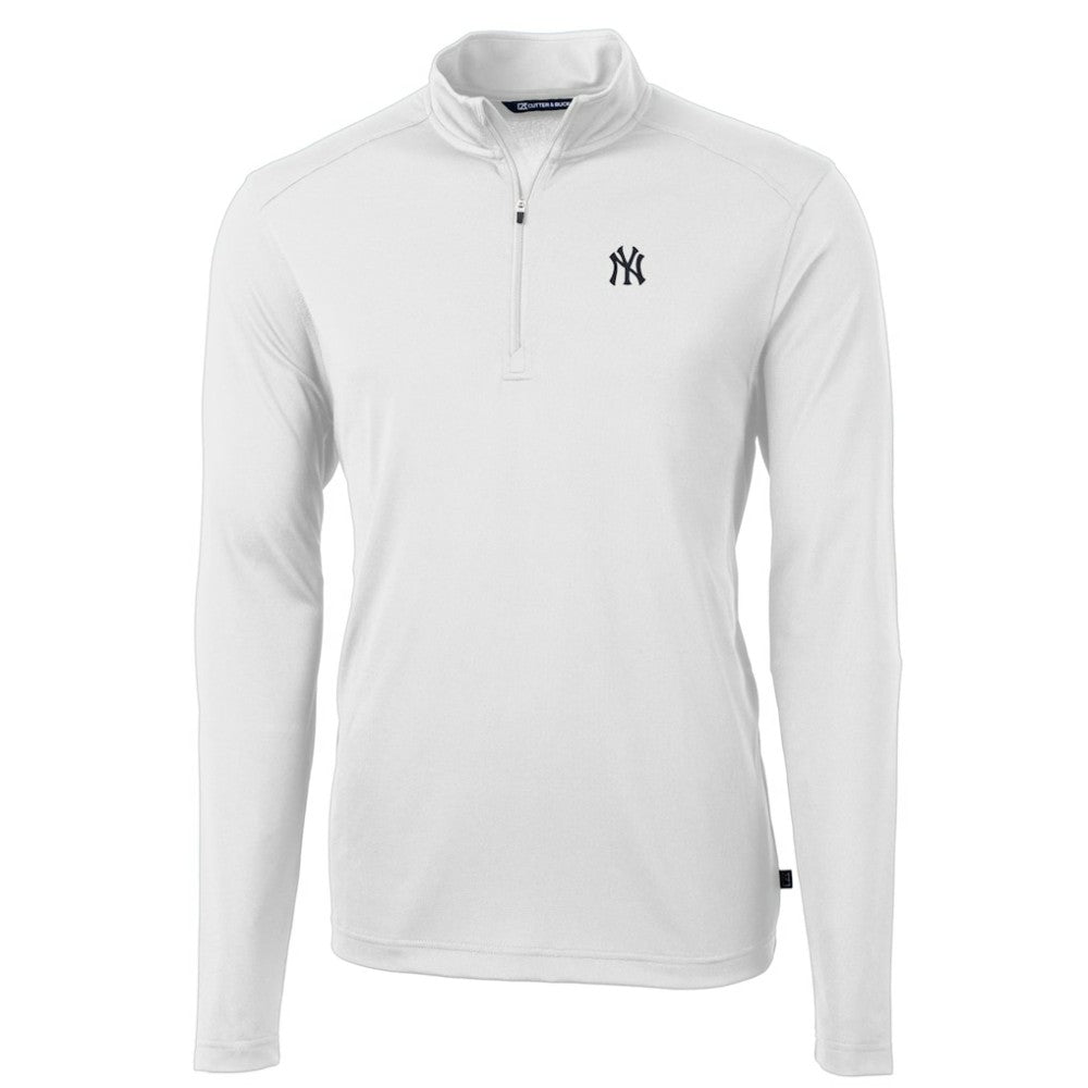 White New York Yankees Cutter & Buck Virtue Eco Pique Recycled Quarter-Zip Pullover Top