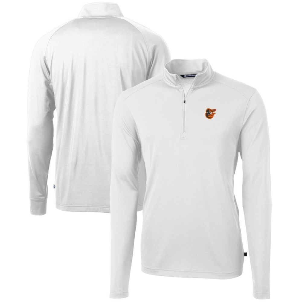 White Baltimore Orioles Cutter & Buck Virtue Eco Pique Recycled Quarter-Zip Pullover Top