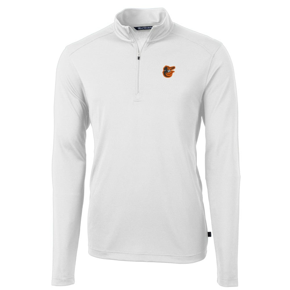 White Baltimore Orioles Cutter & Buck Virtue Eco Pique Recycled Quarter-Zip Pullover Top