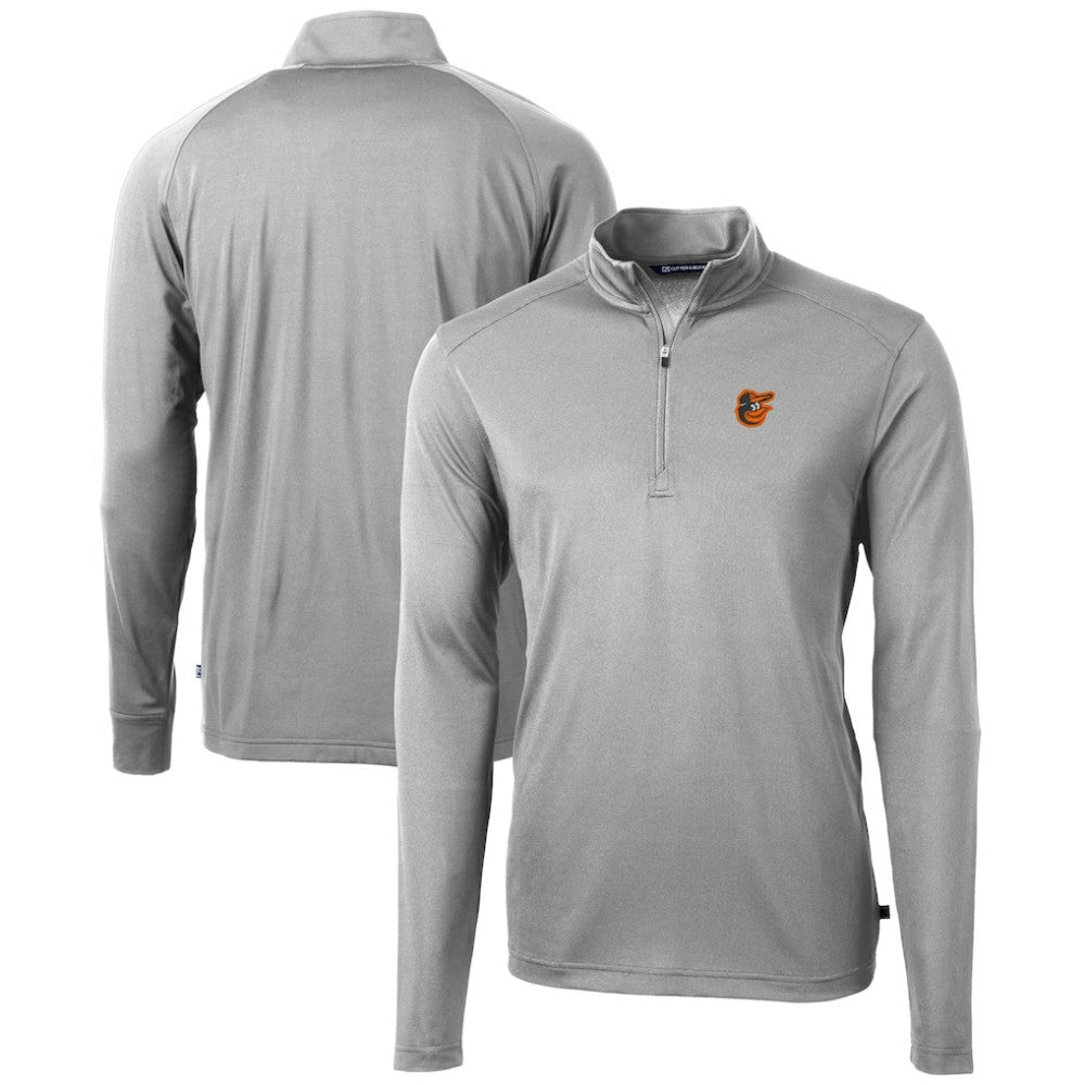 Gray Baltimore Orioles Cutter & Buck Virtue Eco Pique Recycled Quarter-Zip Pullover Top