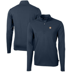 Navy Houston Astros Cutter & Buck Virtue Eco Pique Recycled Quarter-Zip Pullover Top