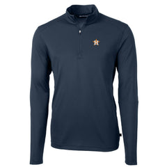 Navy Houston Astros Cutter & Buck Virtue Eco Pique Recycled Quarter-Zip Pullover Top