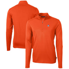 Orange Houston Astros Cutter & Buck Virtue Eco Pique Recycled Quarter-Zip Pullover Top