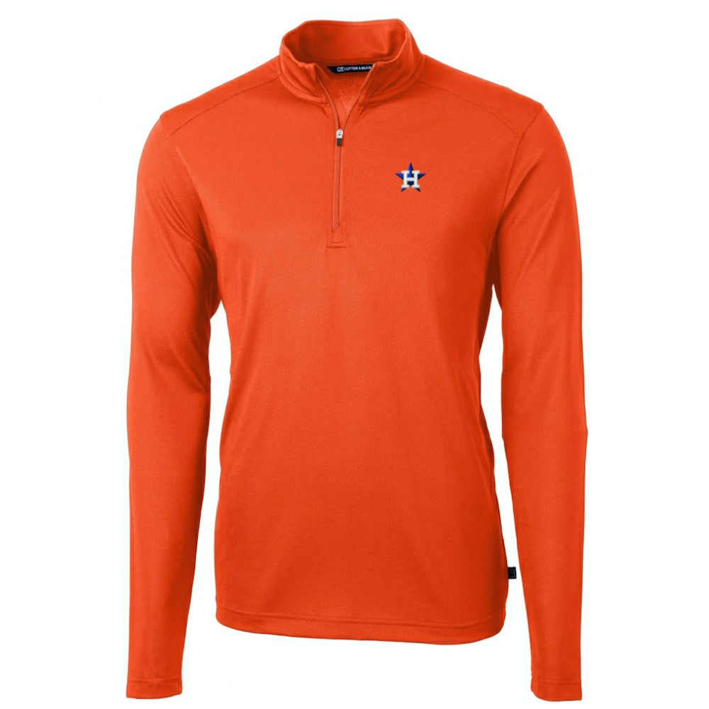Orange Houston Astros Cutter & Buck Virtue Eco Pique Recycled Quarter-Zip Pullover Top