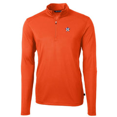 Orange Houston Astros Cutter & Buck Virtue Eco Pique Recycled Quarter-Zip Pullover Top