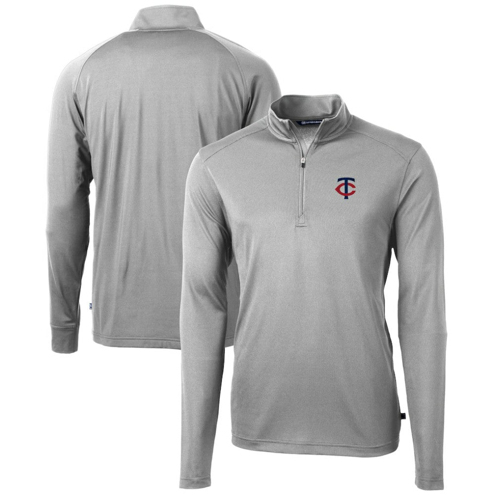 Gray Minnesota Twins Cutter & Buck Virtue Eco Pique Recycled Quarter-Zip Pullover Top
