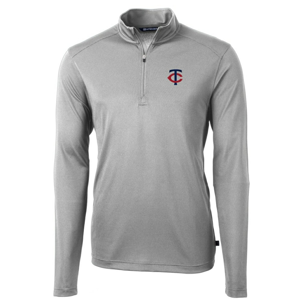 Gray Minnesota Twins Cutter & Buck Virtue Eco Pique Recycled Quarter-Zip Pullover Top