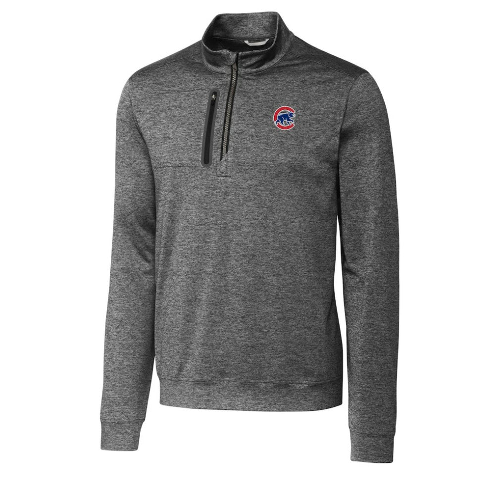 Gray Chicago Cubs Cutter & Buck Stealth Heathered Quarter-Zip Pullover Top