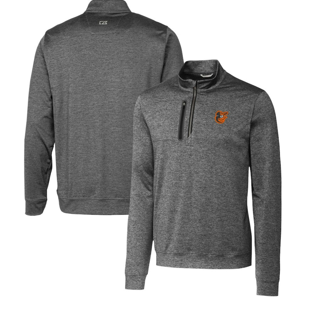 Gray Baltimore Orioles Cutter & Buck Stealth Heathered Quarter-Zip Pullover Top