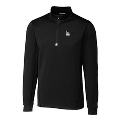 Black Los Angeles Dodgers Cutter & Buck Big & Tall Traverse Stretch Quarter-Zip Pullover Top