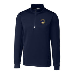 Navy Milwaukee Brewers Cutter & Buck Big & Tall Traverse Stretch Quarter-Zip Pullover Top