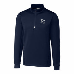 Navy Kansas City Royals Cutter & Buck Big & Tall Traverse Stretch Quarter-Zip Pullover Top