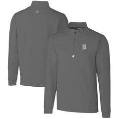 Gray Detroit Tigers Cutter & Buck Big & Tall Traverse Stretch Quarter-Zip Pullover Top