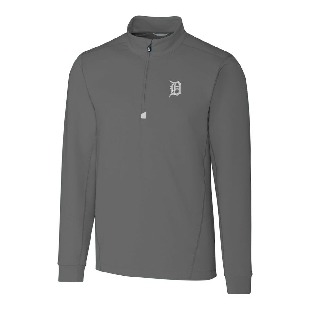 Gray Detroit Tigers Cutter & Buck Big & Tall Traverse Stretch Quarter-Zip Pullover Top