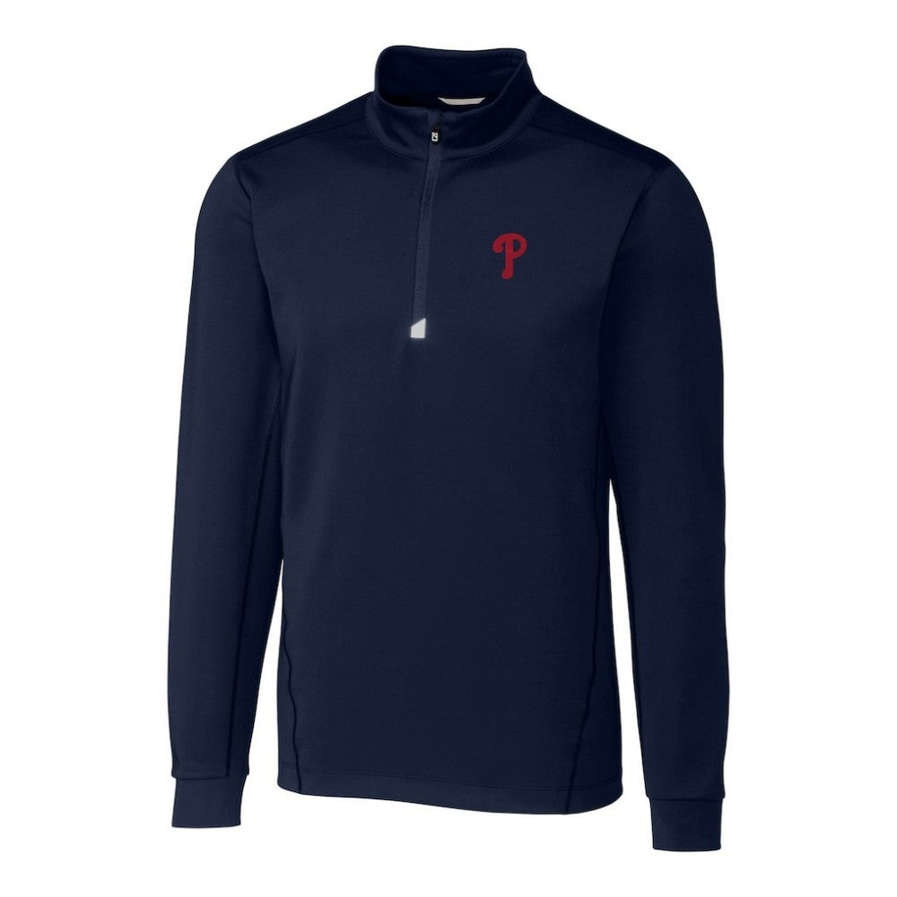 Navy Philadelphia Phillies Cutter & Buck Big & Tall Traverse Stretch Quarter-Zip Pullover Top