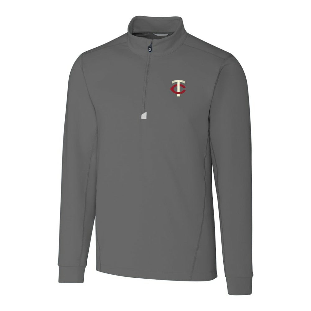Gray Minnesota Twins Cutter & Buck Big & Tall Traverse Stretch Quarter-Zip Pullover Top