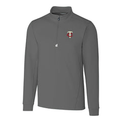 Gray Minnesota Twins Cutter & Buck Big & Tall Traverse Stretch Quarter-Zip Pullover Top