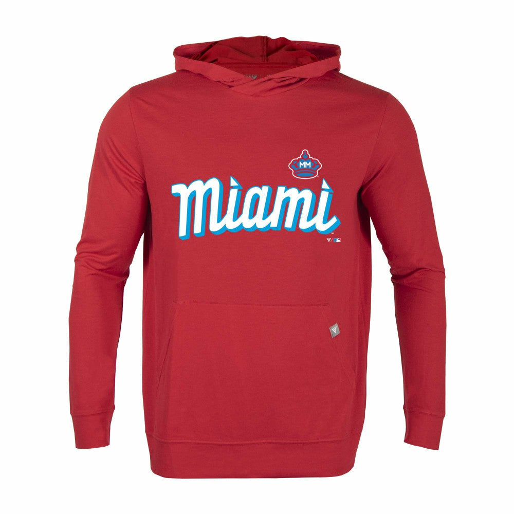 Red Miami Marlins Levelwear City Connect Relay Core Logo Pullover Hoodie