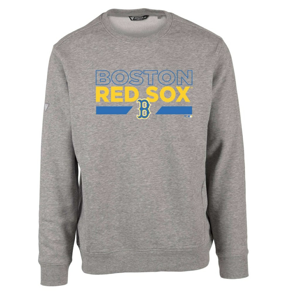 Heather Gray Boston Red Sox Levelwear City Connect Zane No Hitter Pullover Sweatshirt