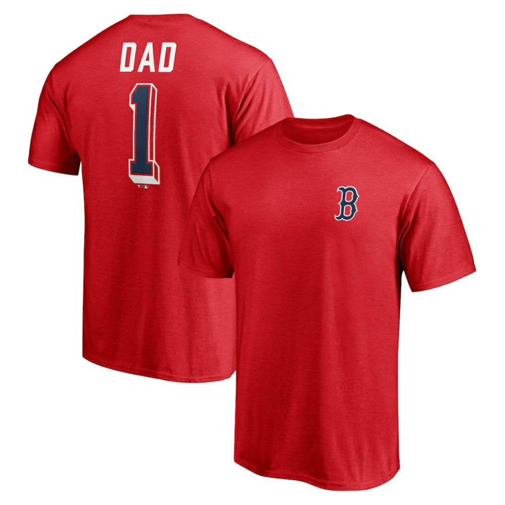 Red Boston Red Sox Number One Dad T-Shirt