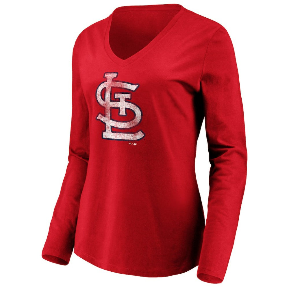 Red St. Louis Cardinals Women's Team Long Sleeve V-Neck T-Shirt