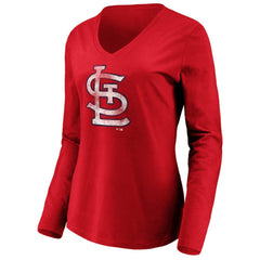 Red St. Louis Cardinals Women's Team Long Sleeve V-Neck T-Shirt
