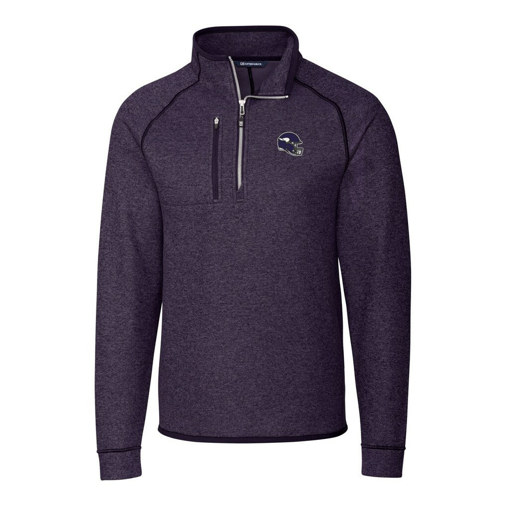 Cutter & Buck Helmet Mainsail Sweater-Knit Half-Zip Pullover Jacket - Minnesota Vikings Pullover