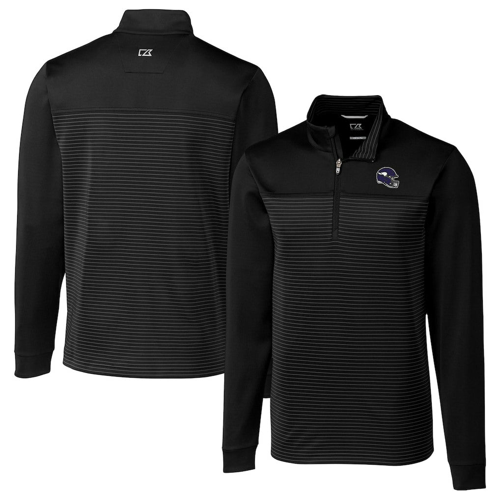 Cutter & Buck Traverse Stripe Stretch Quarter-Zip Pullover Top - Minnesota Vikings Pullover