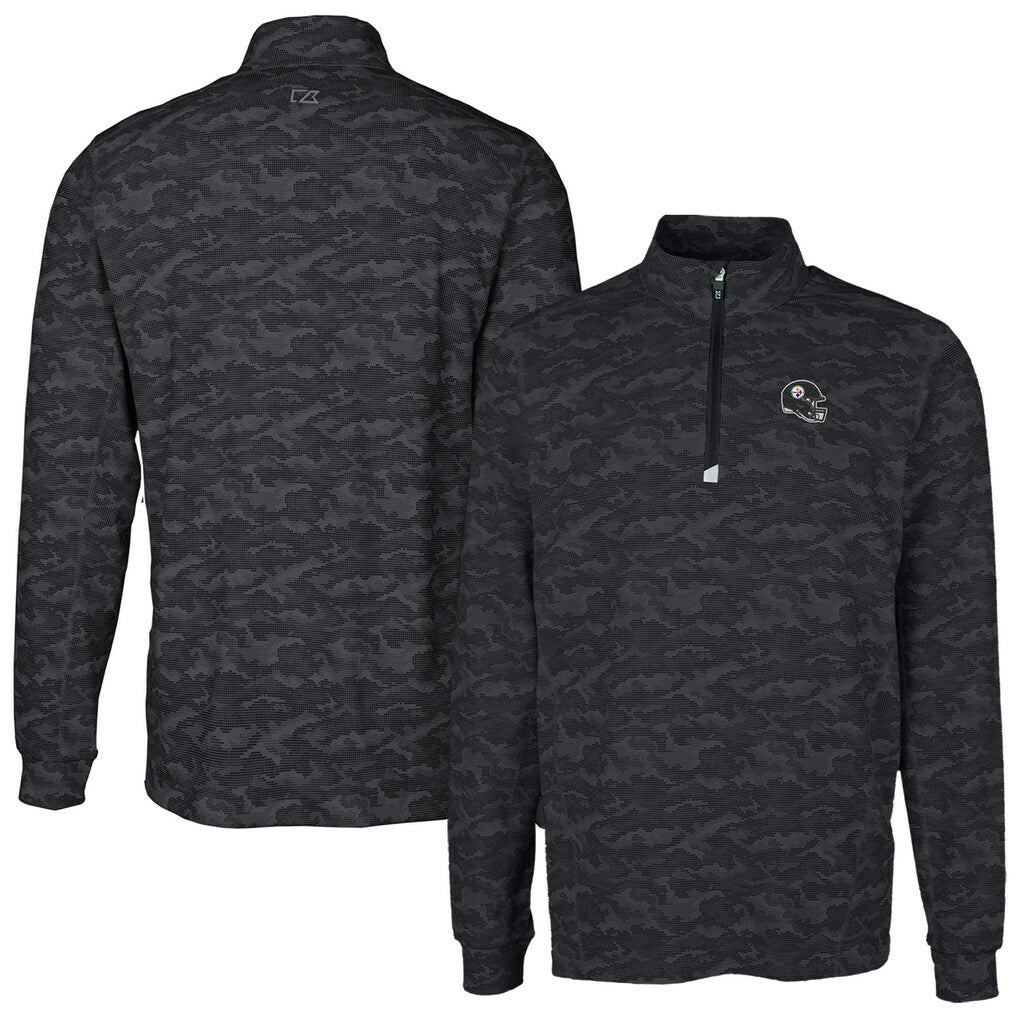 Cutter & Buck Helmet Traverse Camo Print Stretch Quarter-Zip Pullover Top - Pittsburgh Steelers Pullover