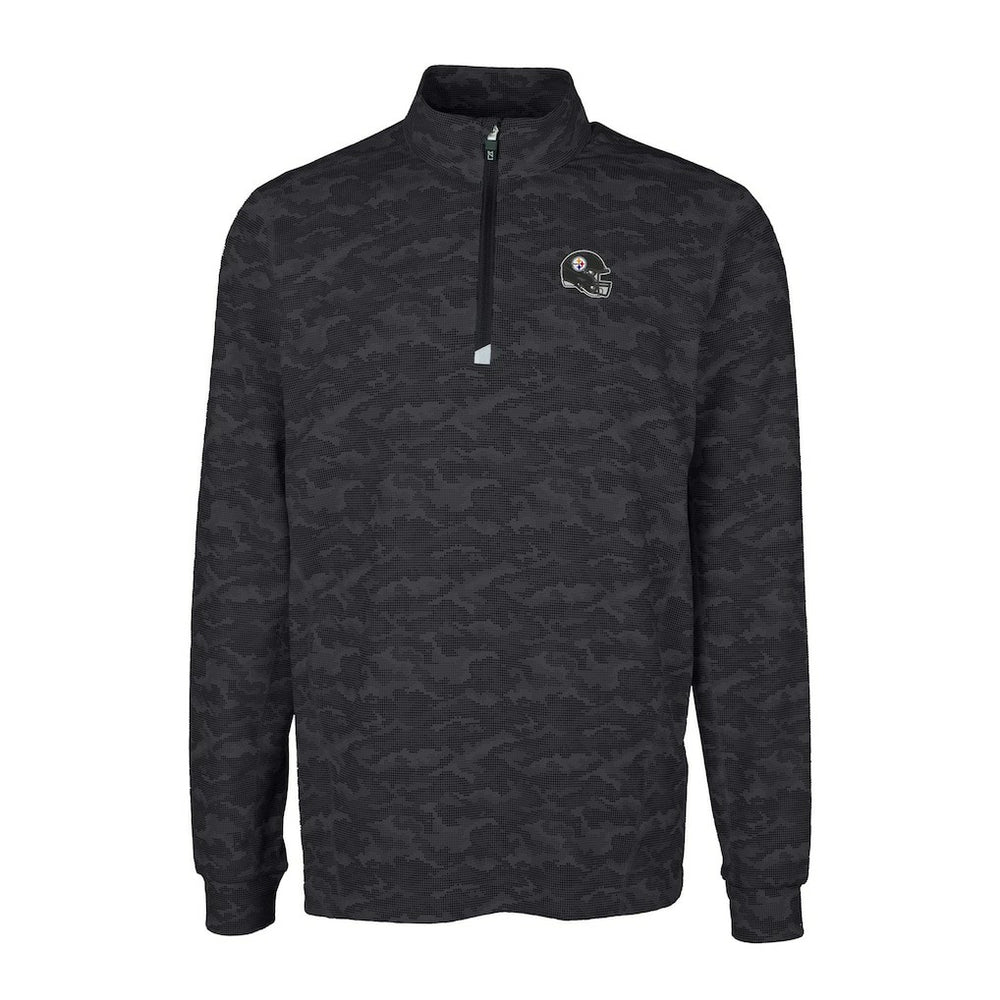Cutter & Buck Helmet Traverse Camo Print Stretch Quarter-Zip Pullover Top - Pittsburgh Steelers Pullover