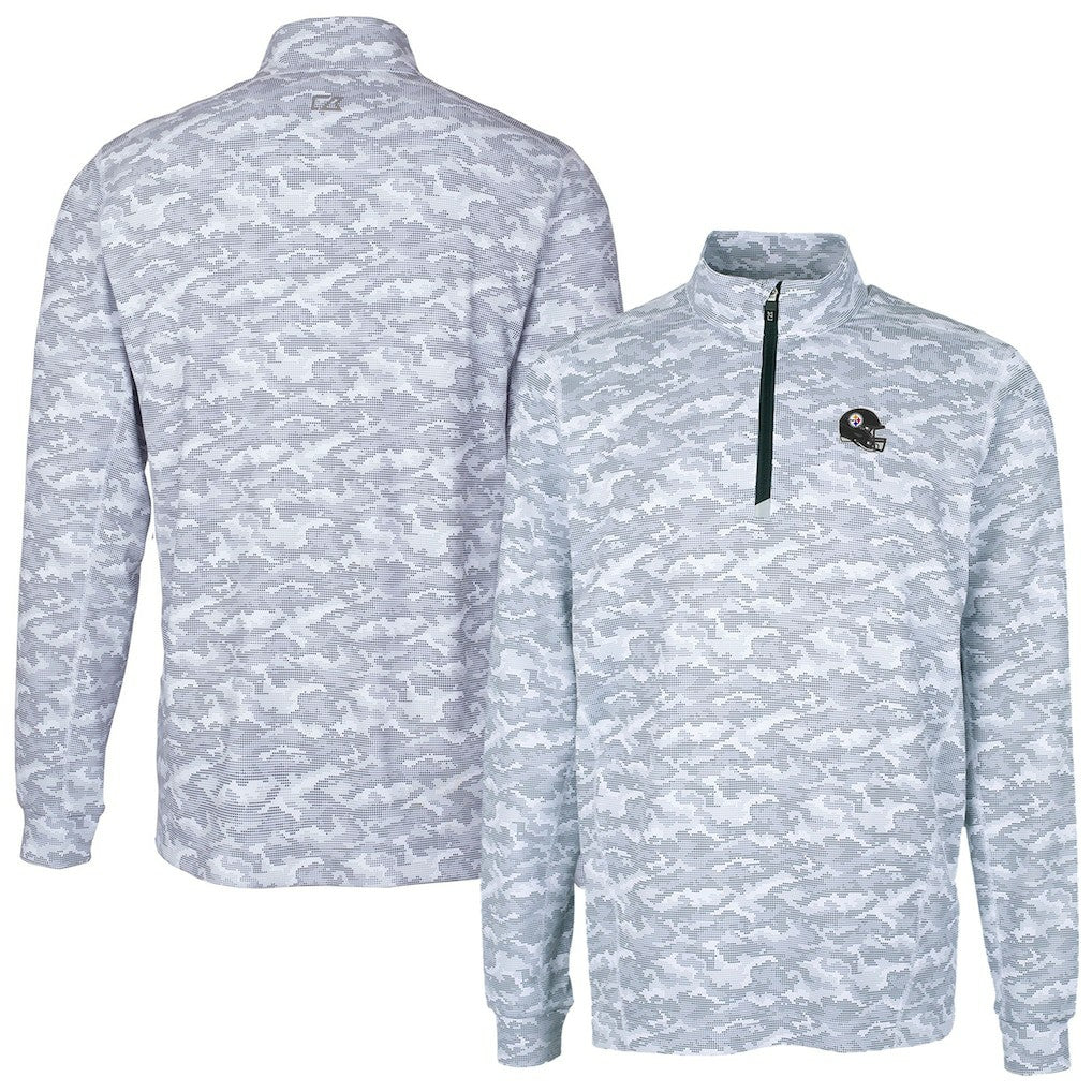 Cutter & Buck Helmet Traverse Camo Print Stretch Quarter-Zip Pullover Top - Pittsburgh Steelers Pullover