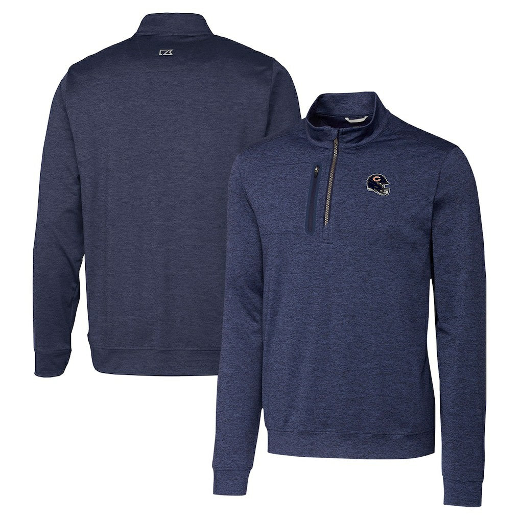 Cutter & Buck Helmet Stealth Heathered Quarter-Zip Pullover Top - Chicago Bears Pullover