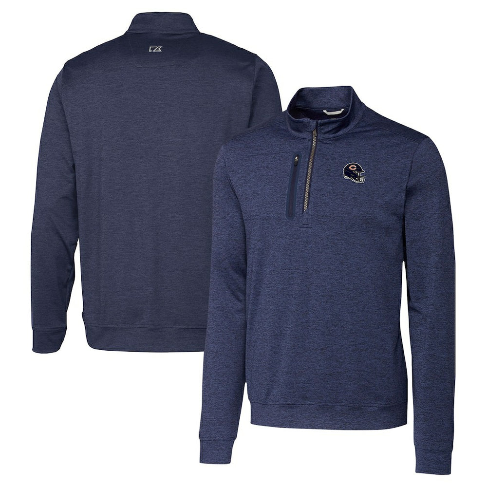 Cutter & Buck Helmet Stealth Heathered Quarter-Zip Pullover Top - Chicago Bears Pullover