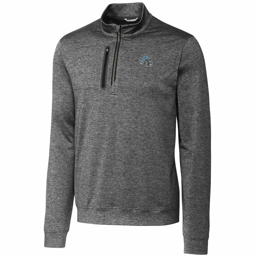 Cutter & Buck Helmet Stealth Heathered Quarter-Zip Pullover Top - Detroit Lions Pullover