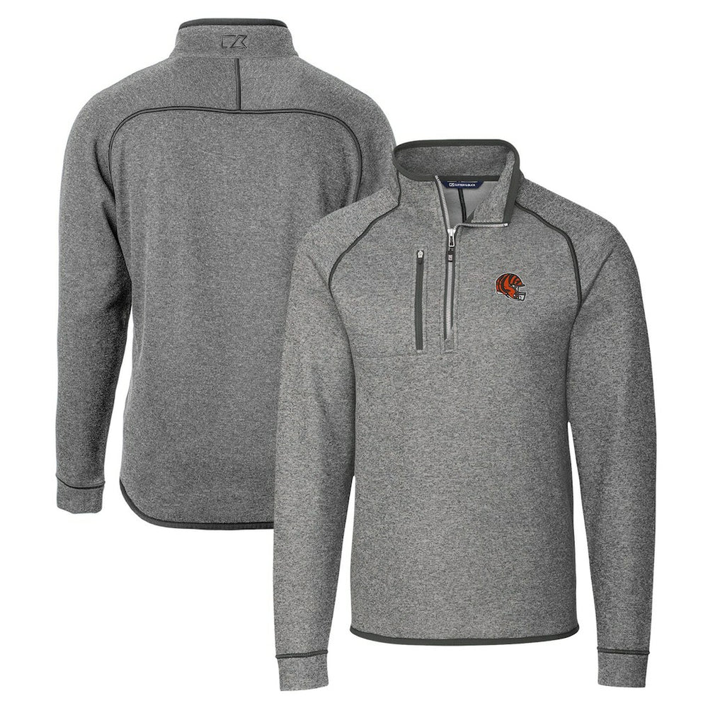 Cutter & Buck Helmet Mainsail Sweater-Knit Half-Zip Pullover Jacket - Cincinnati Bengals Pullover