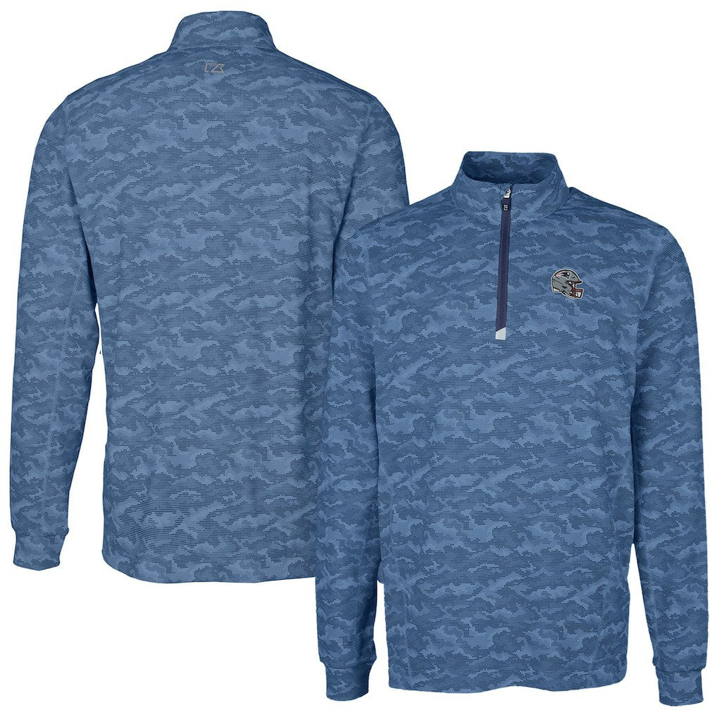 Cutter & Buck Helmet Traverse Camo Print Stretch Quarter-Zip Pullover Top - New England Patriots Pullover