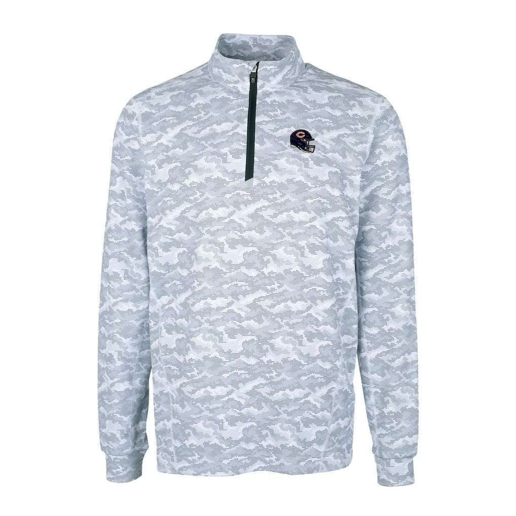 Cutter & Buck Helmet Traverse Camo Print Stretch Quarter-Zip Pullover Top - Chicago Bears Pullover