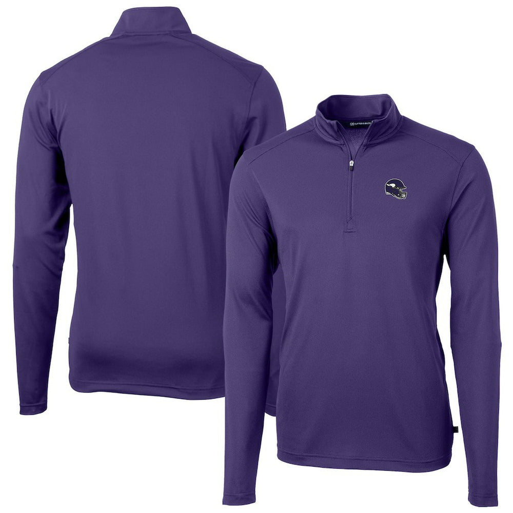 Cutter & Buck Helmet Virtue Eco Pique Recycled Quarter-Zip Pullover Top - Minnesota Vikings Pullover