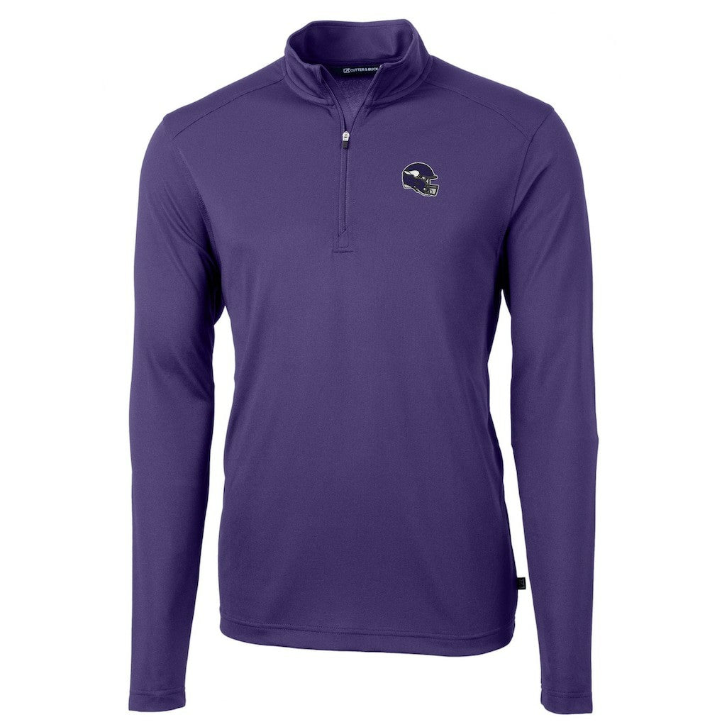 Cutter & Buck Helmet Virtue Eco Pique Recycled Quarter-Zip Pullover Top - Minnesota Vikings Pullover