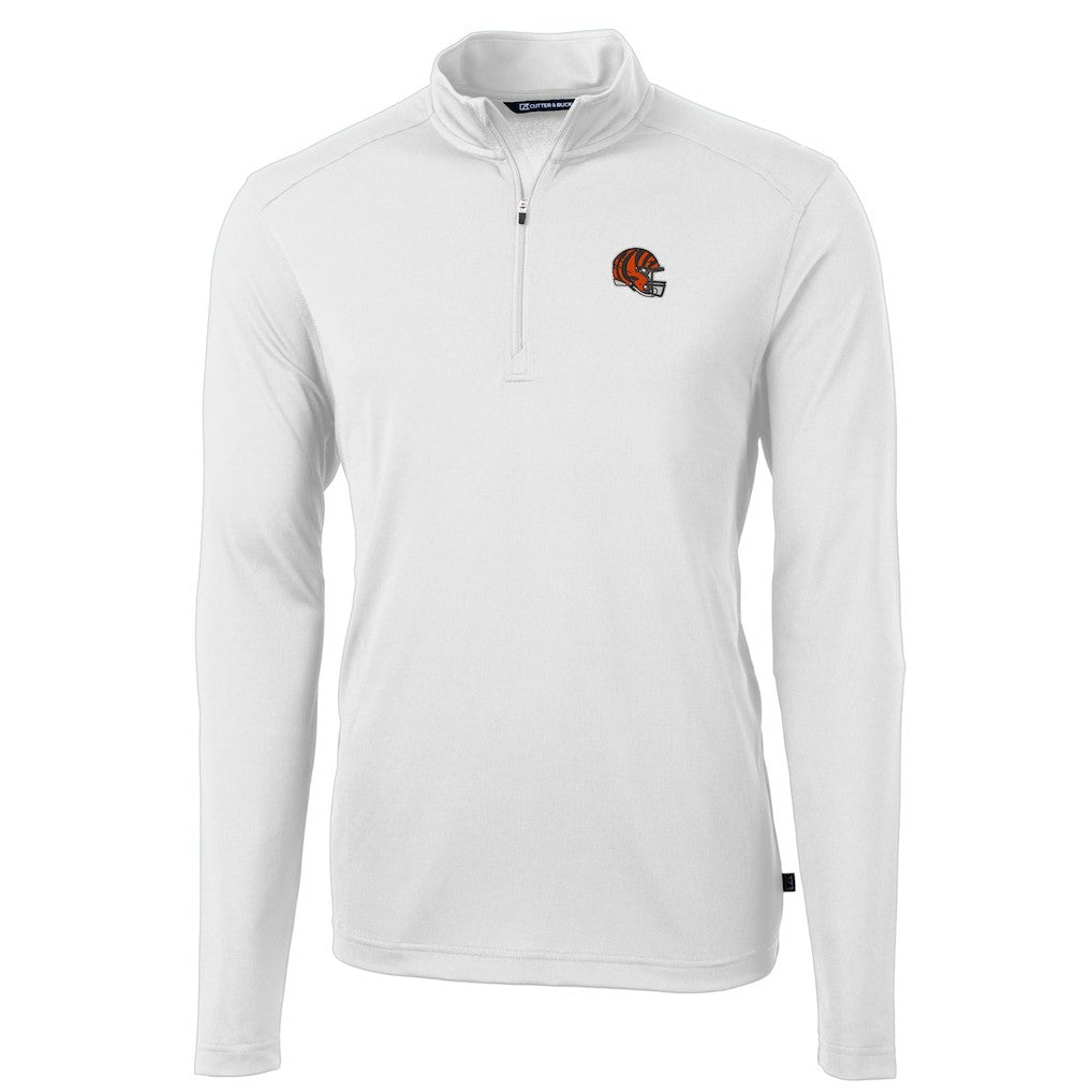 Cutter & Buck Helmet Virtue Eco Pique Recycled Quarter-Zip Pullover Top - Cincinnati Bengals Pullover